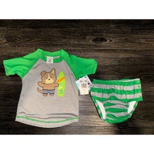 NWT! Kiko & Max Infant Green Swimsuit Rash Guard & Swim Diaper Cover-Med 16-21lb